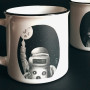 Illustrated ceramic mug astronauta detail Cé-Marina Shop