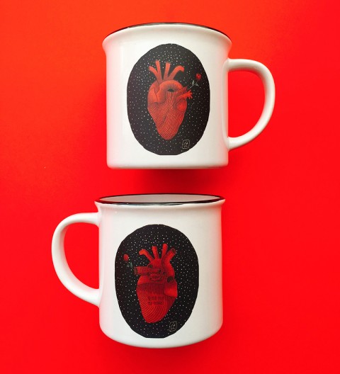 Illustrated mugs: will you be mine?