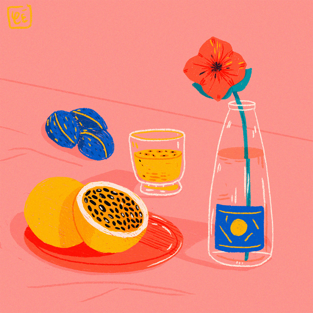 still life illustration, fruit, drink