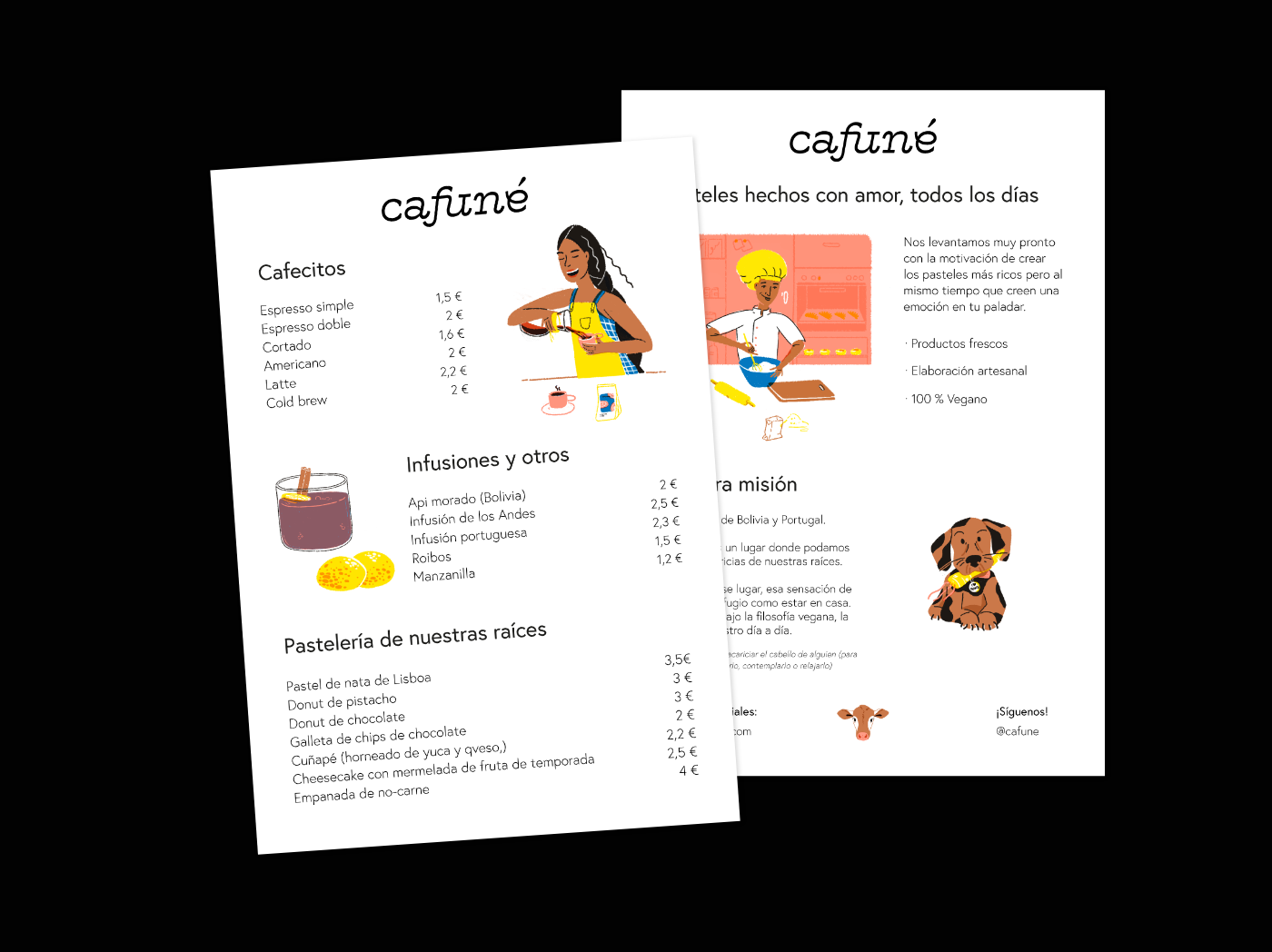 menu design, illustration, coffee, bakery