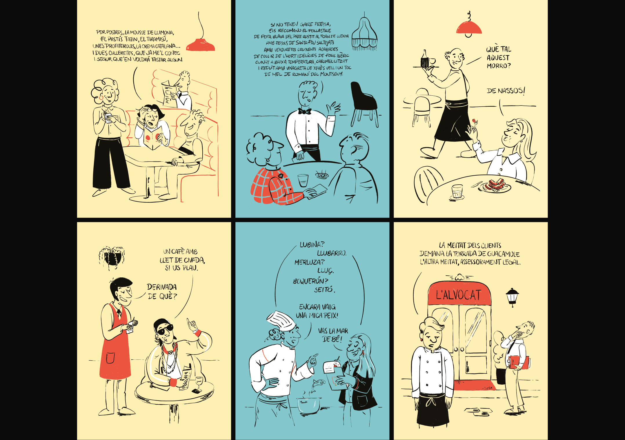 mosaico de 6 ilustraciones del proyecto